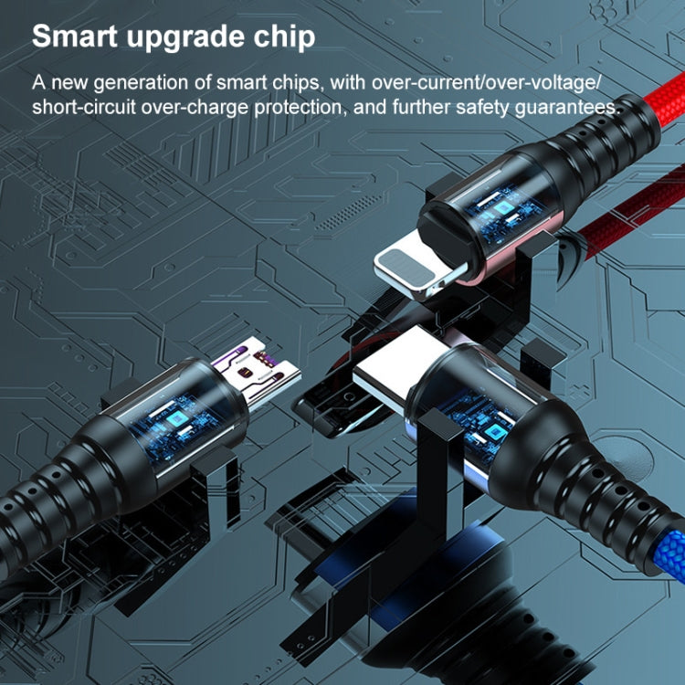 K061 1.2m 5A 3 in 1 USB to 8 Pin + USB-C / Type-C + Micro USB Round Fast Charging Data Cable by buy2fix