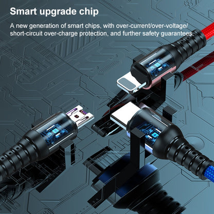 K061 1.2m 5A 3 in 1 USB to 8 Pin + USB-C / Type-C + Micro USB Round Fast Charging Data Cable by buy2fix