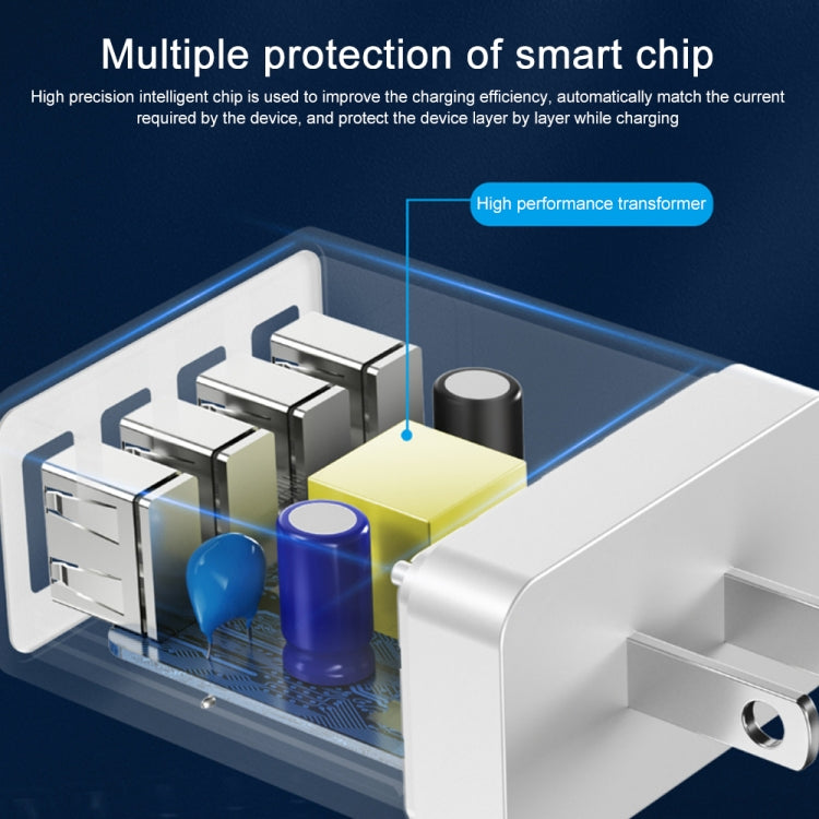 WK WP-U125 Youpin Series 18W QC3.0 4 USB Ports Fast Travel Charger, CN Plug / US Plug by WK