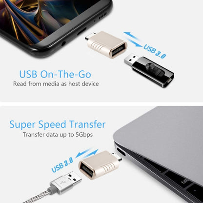 2 PCS SBT-148 USB-C / Type-C Male to USB 3.0 Female Zinc Alloy Adapter(Champagne Gold) by buy2fix