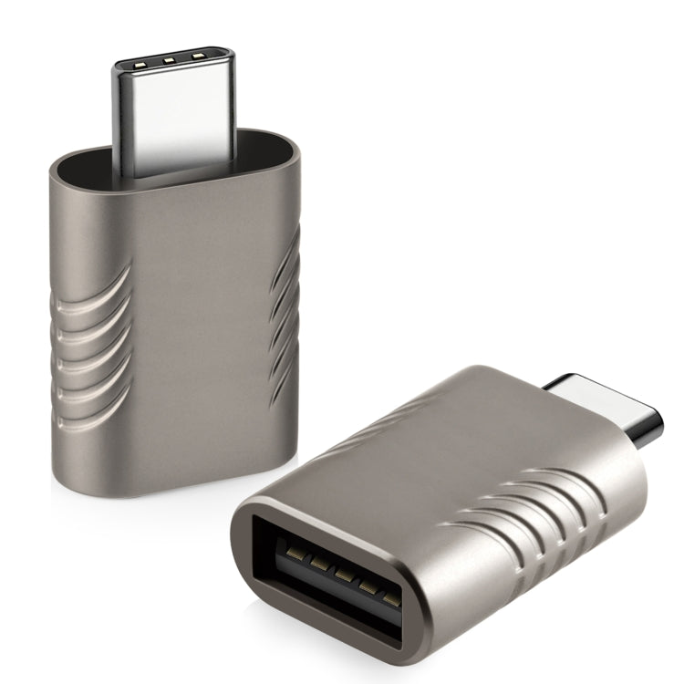 2 PCS SBT-148 USB-C / Type-C Male to USB 3.0 Female Zinc Alloy Adapter(Cosmic Grey) by buy2fix