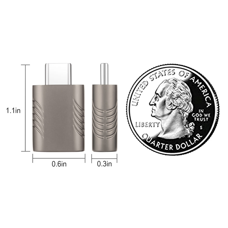 2 PCS SBT-148 USB-C / Type-C Male to USB 3.0 Female Zinc Alloy Adapter(Cosmic Grey) by buy2fix