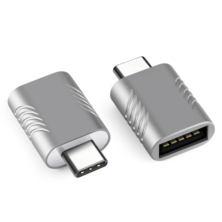 2 PCS SBT-148 USB-C / Type-C Male to USB 3.0 Female Zinc Alloy Adapter(Space Silver) by buy2fix