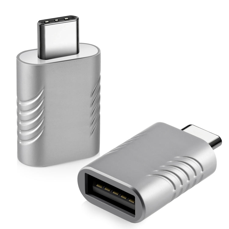 2 PCS SBT-148 USB-C / Type-C Male to USB 3.0 Female Zinc Alloy Adapter(Space Silver) by buy2fix