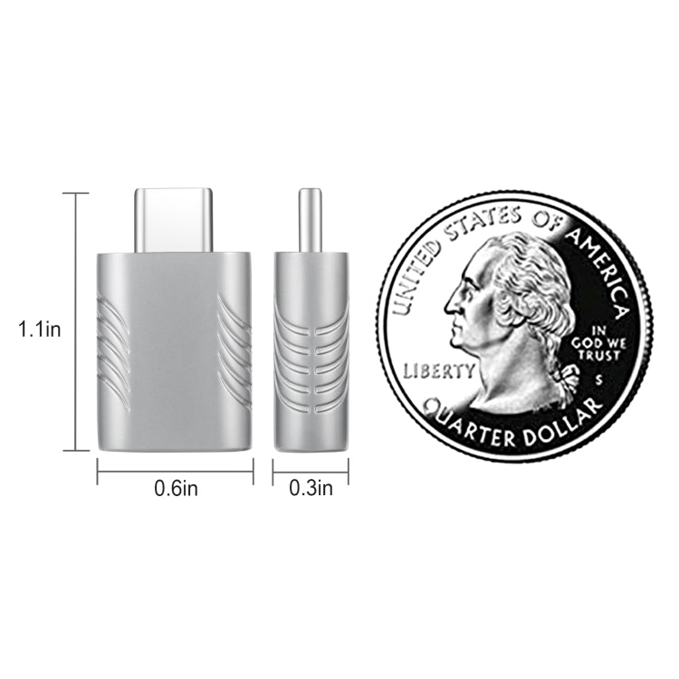 2 PCS SBT-148 USB-C / Type-C Male to USB 3.0 Female Zinc Alloy Adapter(Space Silver) by buy2fix