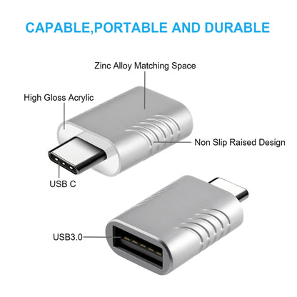 2 PCS SBT-148 USB-C / Type-C Male to USB 3.0 Female Zinc Alloy Adapter(Space Silver) by buy2fix