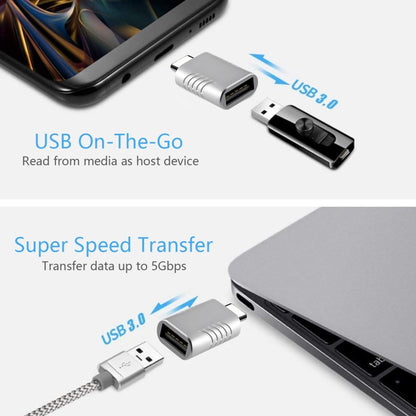 2 PCS SBT-148 USB-C / Type-C Male to USB 3.0 Female Zinc Alloy Adapter(Space Silver) by buy2fix