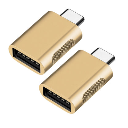 2 PCS SBT-158 USB-C / Type-C Male to USB 3.0 Female Zinc Alloy Adapter(Gold) by buy2fix