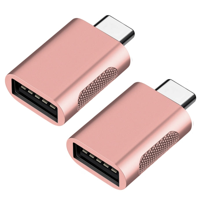 2 PCS SBT-158 USB-C / Type-C Male to USB 3.0 Female Zinc Alloy Adapter(Rose Gold) by buy2fix