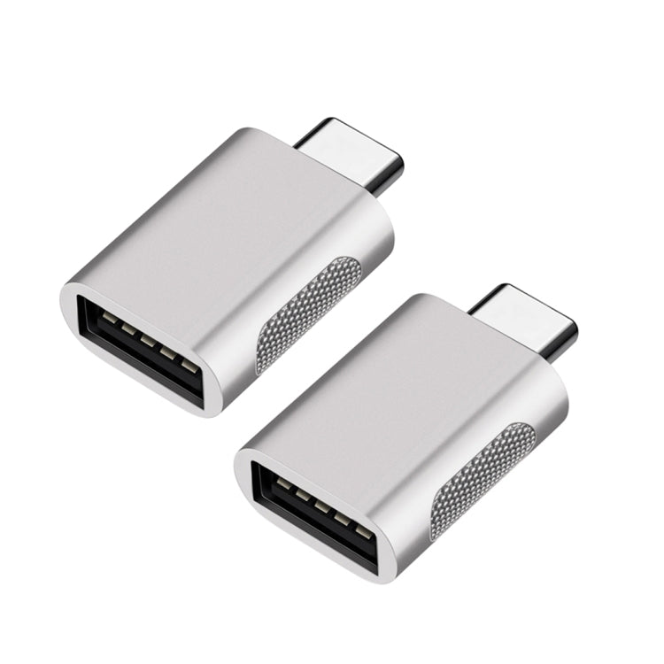 2 PCS SBT-158 USB-C / Type-C Male to USB 3.0 Female Zinc Alloy Adapter(Silver) by buy2fix