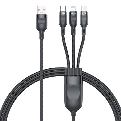 ADC-66 5A 66W 3 in 1 USB to 8 Pin + Micro USB + USB-C / Type-C Fast Charging Braided Data Cable, Cable Length: 1.2m by buy2fix