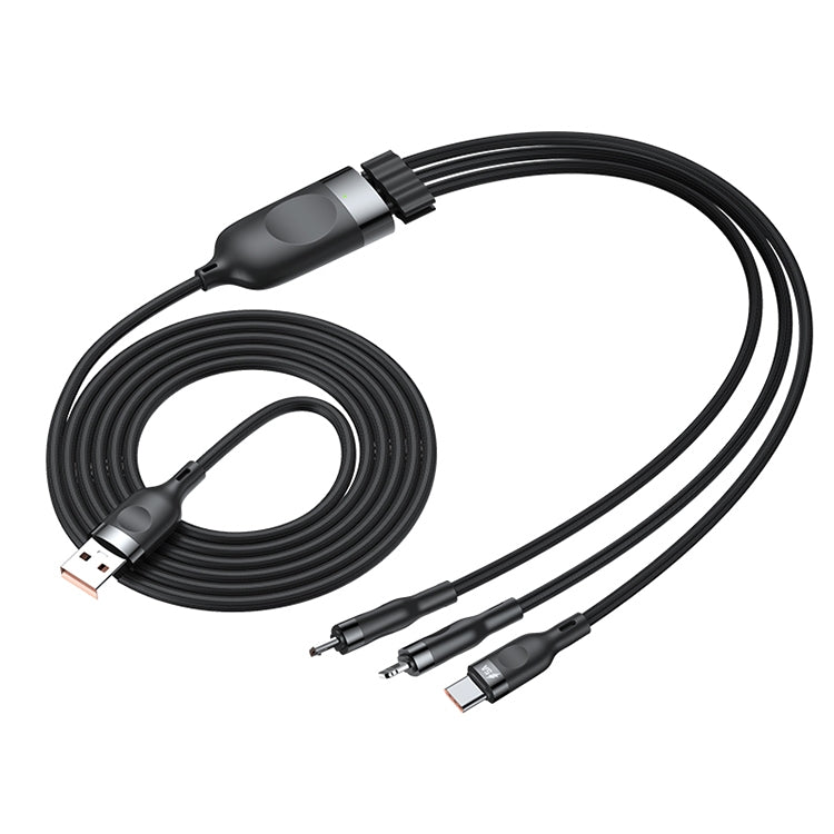 ADC-66 5A 66W 3 in 1 USB to 8 Pin + Micro USB + USB-C / Type-C Fast Charging Braided Data Cable, Cable Length: 1.2m by buy2fix