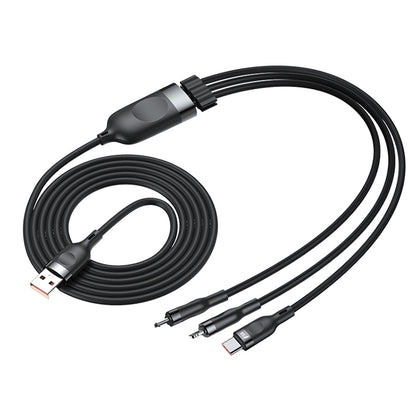 ADC-66 5A 66W 3 in 1 USB to 8 Pin + Micro USB + USB-C / Type-C Fast Charging Braided Data Cable, Cable Length: 1.2m by buy2fix