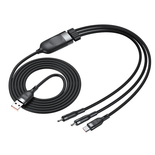 ADC-66 5A 66W 3 in 1 USB to 8 Pin + Micro USB + USB-C / Type-C Fast Charging Braided Data Cable, Cable Length: 1.2m by buy2fix