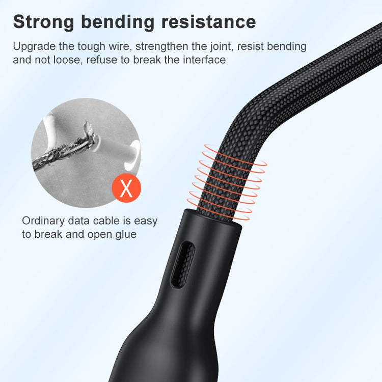 ADC-66 5A 66W 3 in 1 USB to 8 Pin + Micro USB + USB-C / Type-C Fast Charging Braided Data Cable, Cable Length: 1.2m by buy2fix