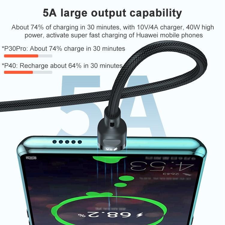 ADC-66 5A 66W 3 in 1 USB to 8 Pin + Micro USB + USB-C / Type-C Fast Charging Braided Data Cable, Cable Length: 1.2m by buy2fix