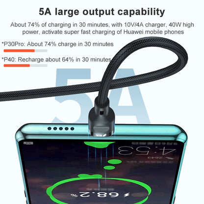 ADC-66 5A 66W 3 in 1 USB to 8 Pin + Micro USB + USB-C / Type-C Fast Charging Braided Data Cable, Cable Length: 1.2m by buy2fix