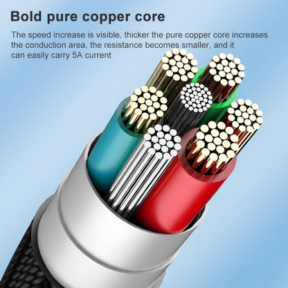 ADC-66 5A 66W 3 in 1 USB to 8 Pin + Micro USB + USB-C / Type-C Fast Charging Braided Data Cable, Cable Length: 1.2m by buy2fix