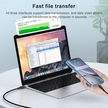 ADC-66 5A 66W 3 in 1 USB to 8 Pin + Micro USB + USB-C / Type-C Fast Charging Braided Data Cable, Cable Length: 1.2m by buy2fix