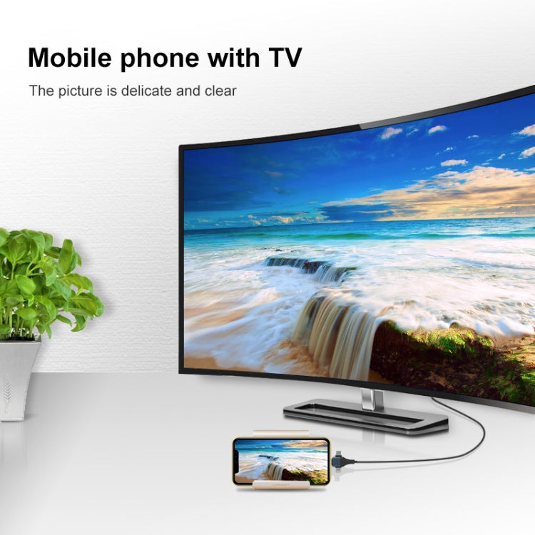 P8J Aluminum 3 in 1 8 Pin + Micro USB + USB-C / Type-C to HDTV Cable, Cable Length: 2m by buy2fix