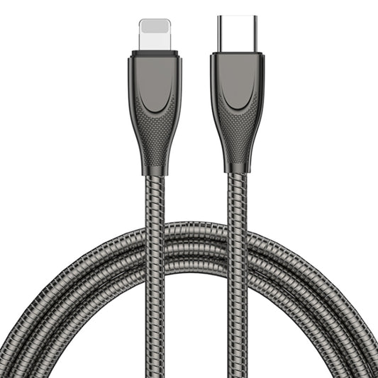 ADC-009 USB-C / Type-C to 8 Pin Zinc Alloy Hose Fast Charging Data Cable, Cable Length: 1m (Gun Metal) by buy2fix