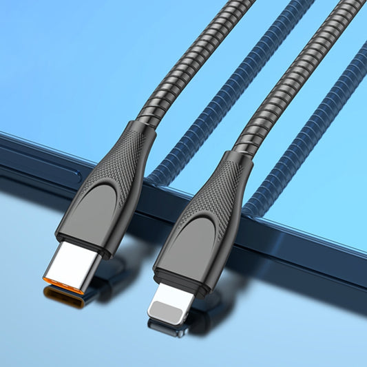 ADC-009 USB-C / Type-C to 8 Pin Zinc Alloy Hose Fast Charging Data Cable, Cable Length: 1m (Gun Metal) by buy2fix