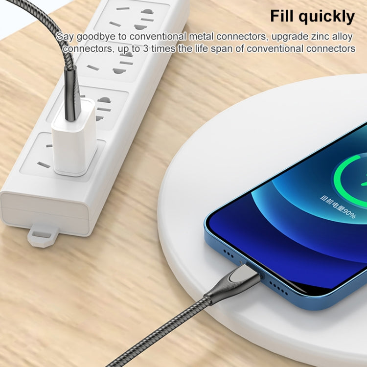 ADC-009 USB-C / Type-C to 8 Pin Zinc Alloy Hose Fast Charging Data Cable, Cable Length: 1m (Gun Metal) by buy2fix