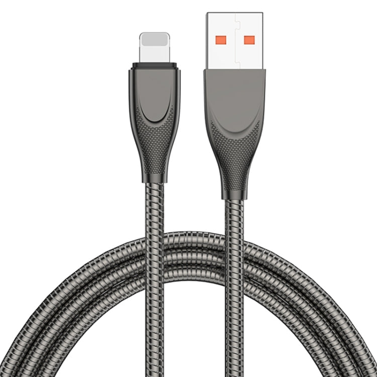 ADC-009 USB to 8 Pin Zinc Alloy Hose Fast Charging Data Cable, Cable Length: 1m (Gun Metal) by buy2fix