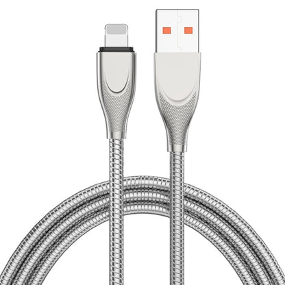 ADC-009 USB to 8 Pin Zinc Alloy Hose Fast Charging Data Cable, Cable Length: 1m (Silver) by buy2fix