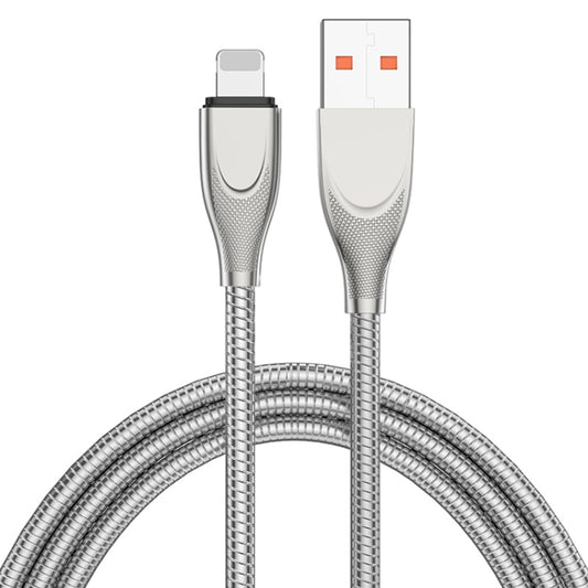 ADC-009 USB to 8 Pin Zinc Alloy Hose Fast Charging Data Cable, Cable Length: 1m (Silver) by buy2fix