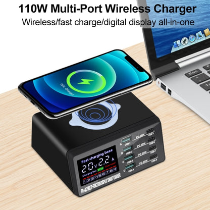 X9D 110W Multi-ports Smart Charger Station + Wireless Charger AC100-240V, UK Plug (Black) by buy2fix