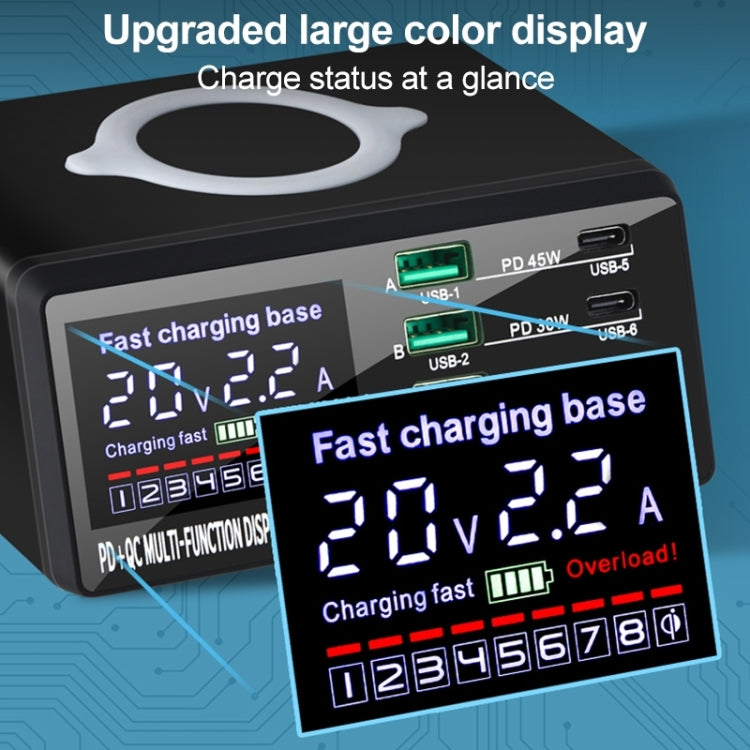 X9D 110W Multi-ports Smart Charger Station + Wireless Charger AC100-240V, UK Plug (Black) by buy2fix