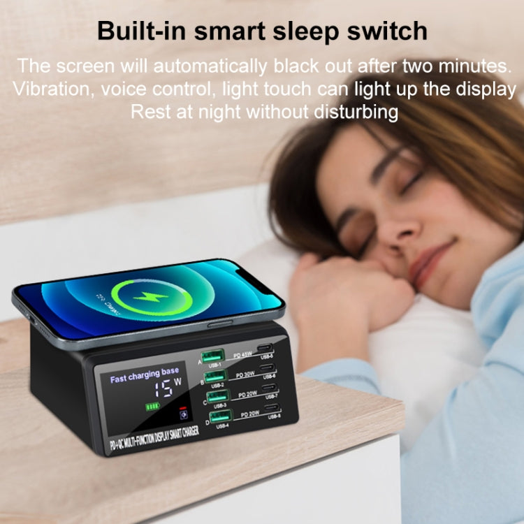 X9D 110W Multi-ports Smart Charger Station + Wireless Charger AC100-240V, UK Plug (Black) by buy2fix