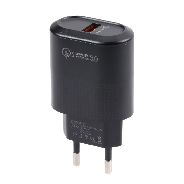 LZ-2117 18W QC3.0 3.1A USB Fast Charger, EU Plug(Black) by buy2fix