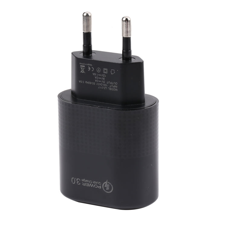 LZ-2117 18W QC3.0 3.1A USB Fast Charger, EU Plug(Black) by buy2fix