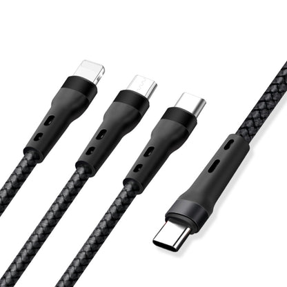 100W 6A Type-C to 8 Pin+Type-C+Micro USB Charging Data Cable, 1.3m(Black) by buy2fix
