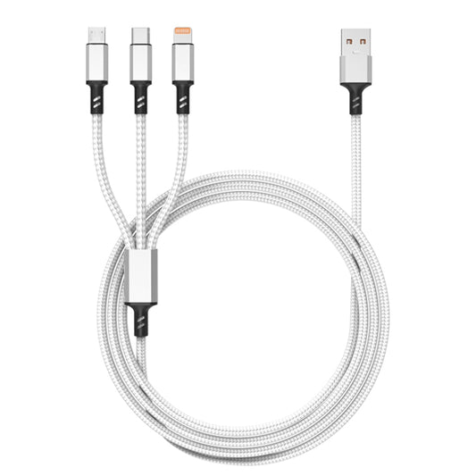Orange Plug 3A 3 in 1 USB to Type-C / 8 Pin / Micro USB Fast Charging Cable, Cable Length: 1.2m(Silver) by buy2fix