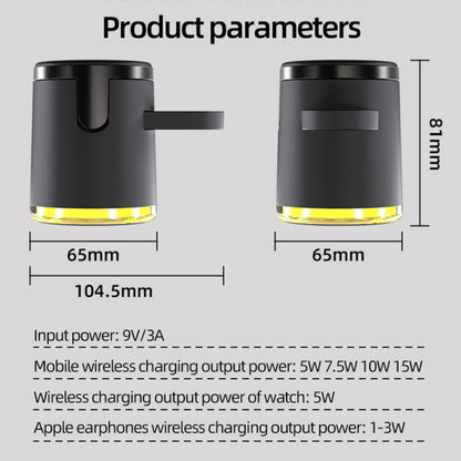 C16 15W 4 in 1 Multifunctional Foldable Magnetic Wireless Charger (Black) by buy2fix