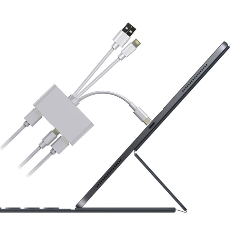 5 in 1 8 Pin + Type-C / USB-C + USB + TF Card + SD Card Multi-function Camera Reader Adapter by buy2fix