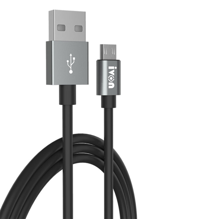 IVON CA73 2.4A Micro USB Fast Charging Data Cable, Length: 2m(Black) - Micro USB Cable by IVON | Online Shopping UK | buy2fix