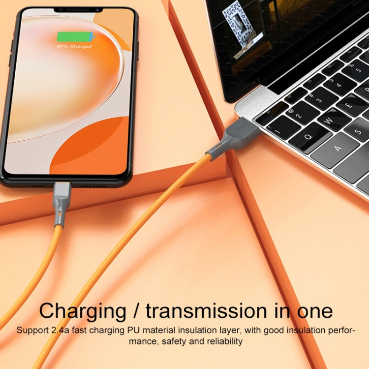 IVON CA78 2.4A Type-C / USB-C Fast Charging Data Cable, Length: 1m(Orange) - USB-C & Type-C Cable by IVON | Online Shopping UK | buy2fix