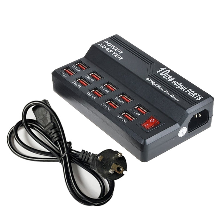W-838 60W 10 Ports USB Fast Charging Dock Desktop Smart Charger AC100-240V, EU Plug - Multifunction Charger by buy2fix | Online Shopping UK | buy2fix