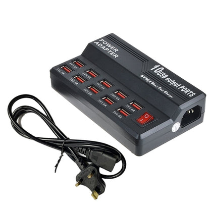 W-838 60W 10 Ports USB Fast Charging Dock Desktop Smart Charger AC100-240V, UK Plug - Multifunction Charger by buy2fix | Online Shopping UK | buy2fix