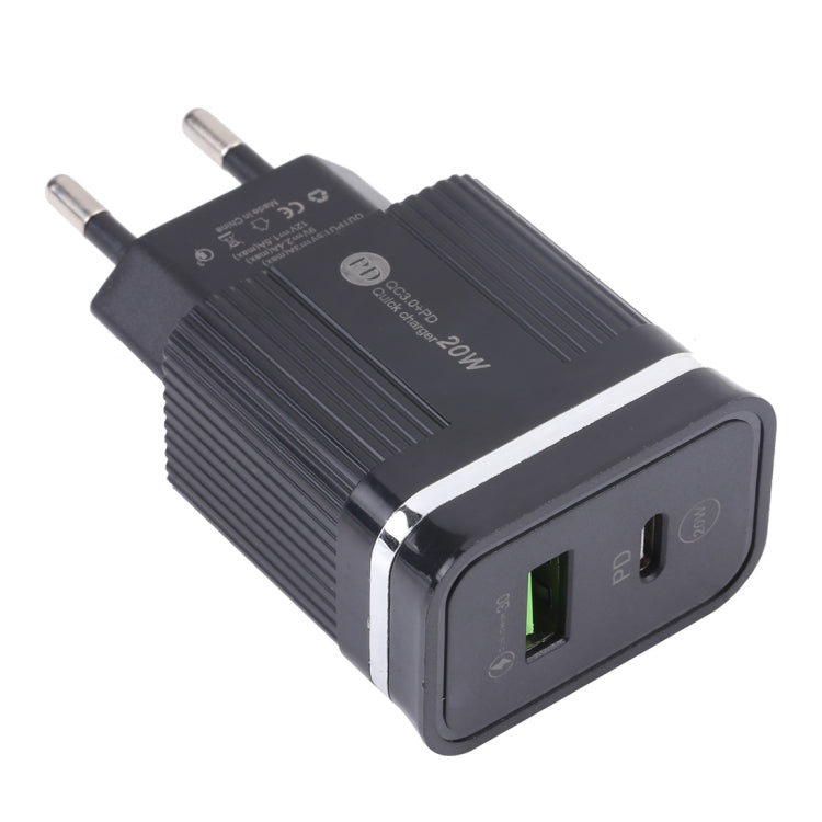 46-A2C2 20W PD + QC3.0 USB Multifunction Fast Charger，EU Plug(Black) - USB Charger by buy2fix | Online Shopping UK | buy2fix