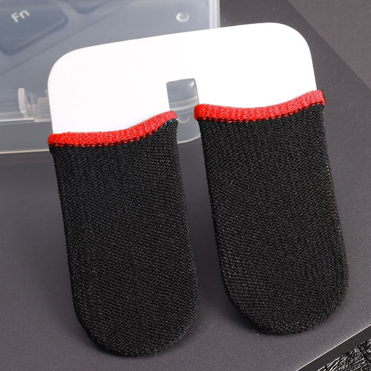 1 Pair Carbon Fiber Touchscreen Anti-slip Anti-sweat Gaming Finger Cover for Thumb / Index Finger (Red)