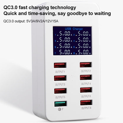 A8 50W 8 Ports USB + QC3.0 Smart Charging Station with Digital Display AC100-240V, EU Plug - Multifunction Charger by buy2fix | Online Shopping UK | buy2fix