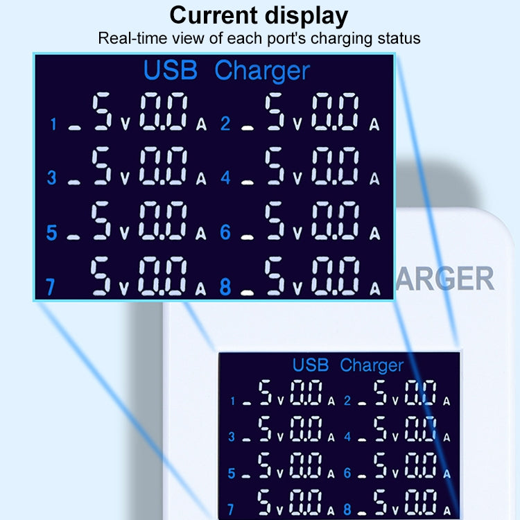 A8 50W 8 Ports USB + QC3.0 Smart Charging Station with Digital Display AC100-240V, EU Plug - Multifunction Charger by buy2fix | Online Shopping UK | buy2fix