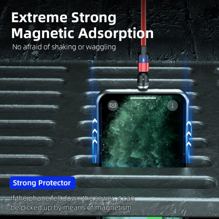 2m 3A Output 3 in 1 USB to 8 Pin + USB-C / Type-C + Micro USB 540 Degree Rotating Magnetic Data Sync Charging Cable(Black) by buy2fix