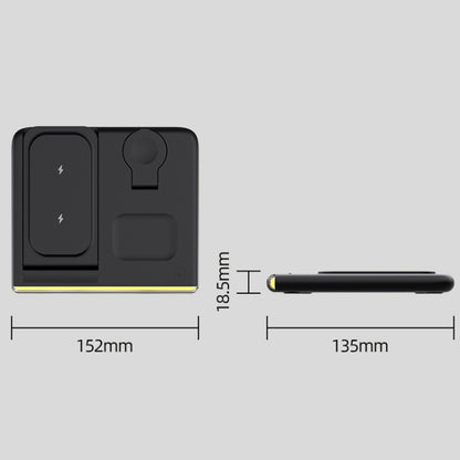 C27 15W 4 in 1 Foldable Magnetic Wireless Charger with Ambient Light (Black) by buy2fix