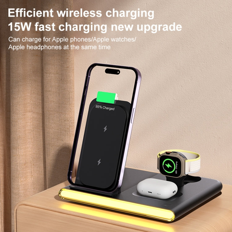C27 15W 4 in 1 Foldable Magnetic Wireless Charger with Ambient Light (Black) by buy2fix
